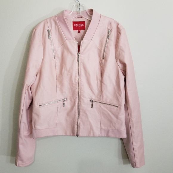 guess pink bomber jacket